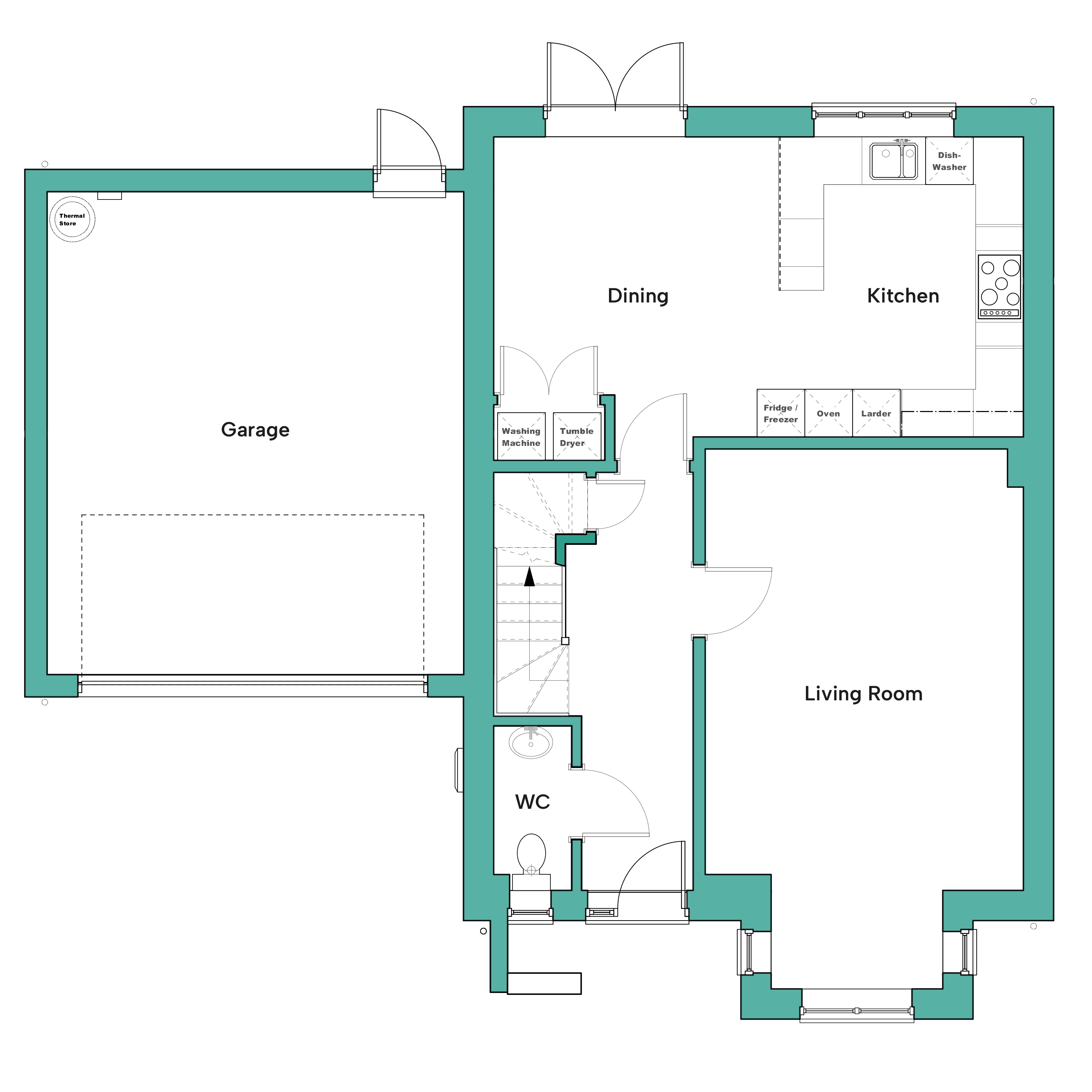 Ground floor floor plan of The Teal