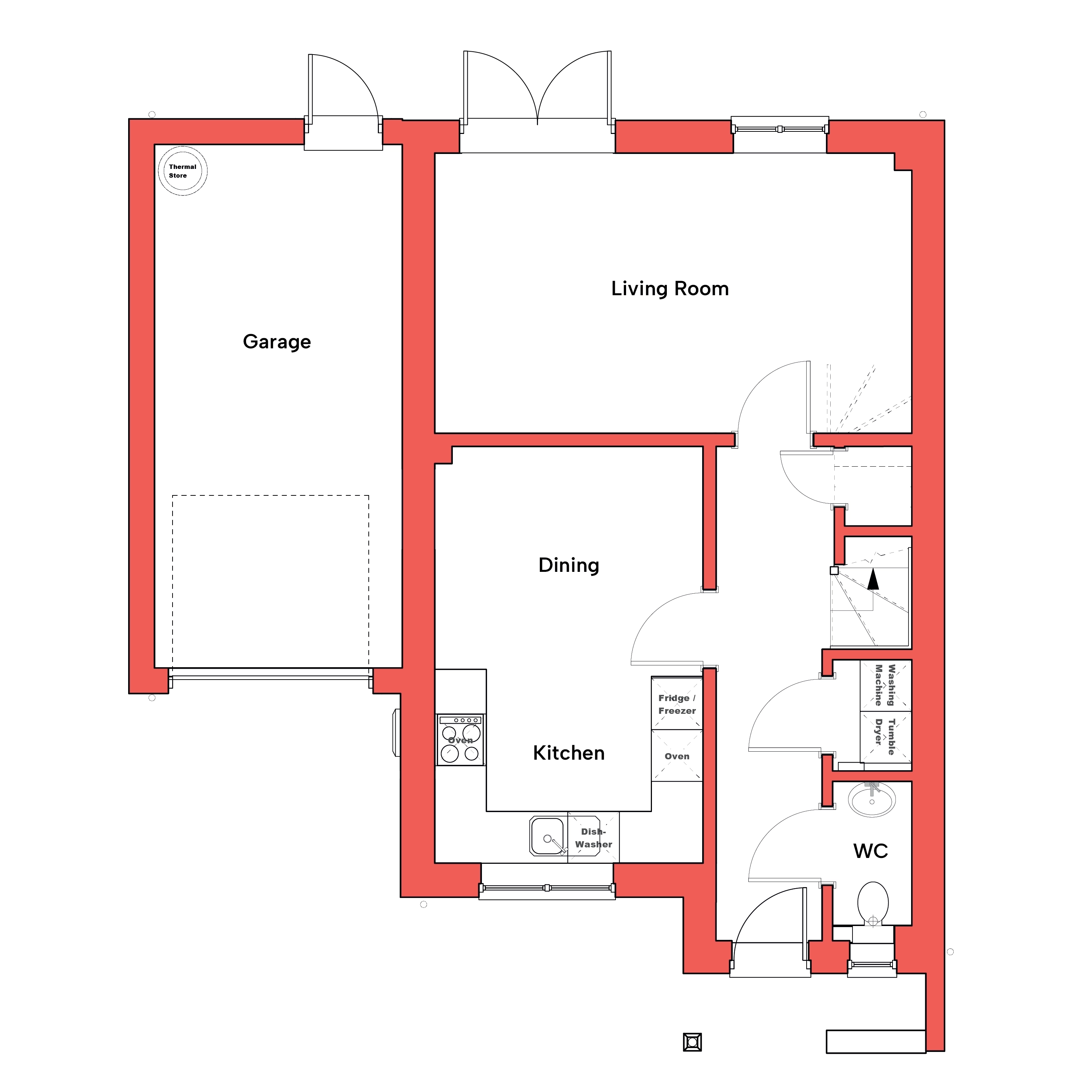 Ground floor floor plan of The Warbler
