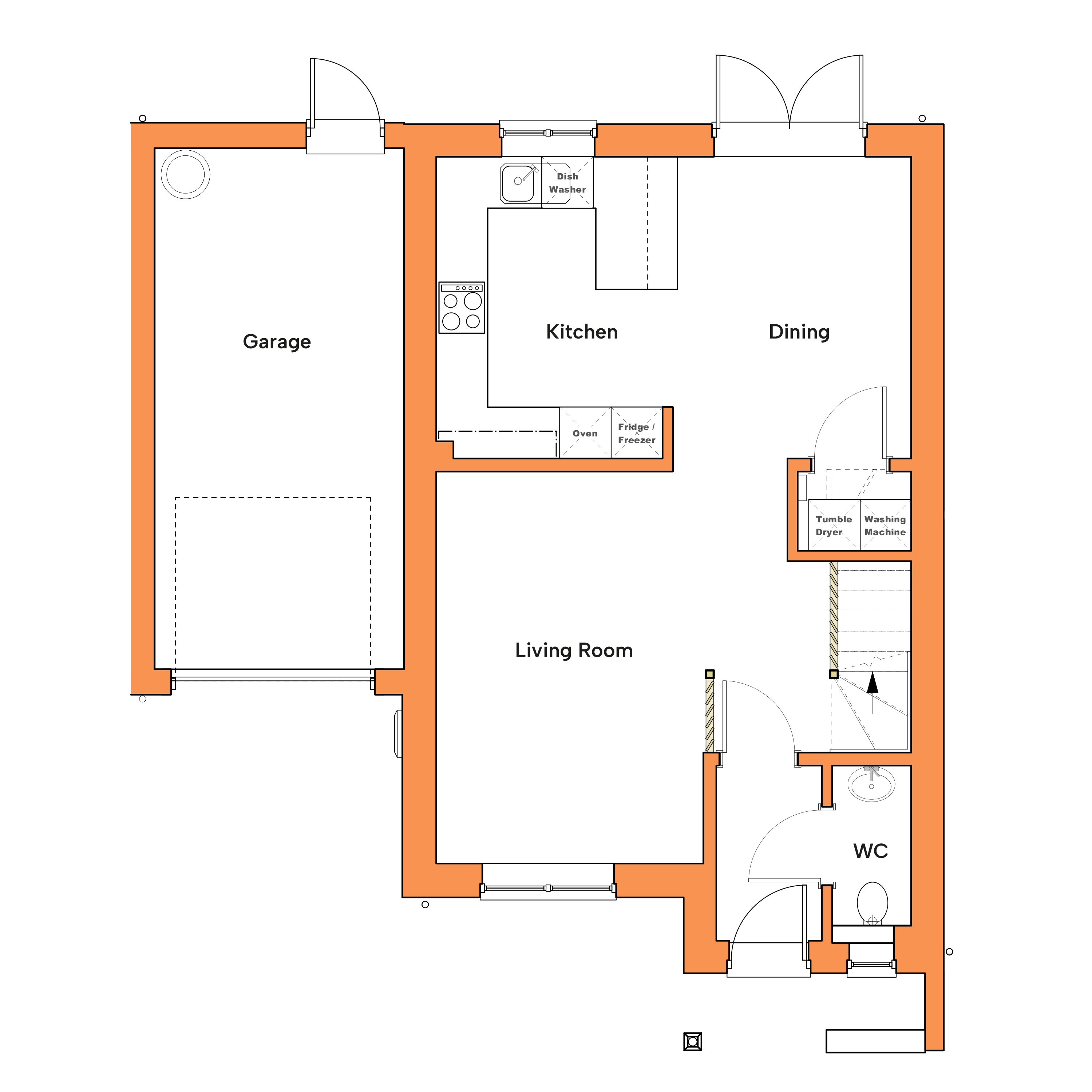 Ground Floor plan for the Turnstone House type at Heanton Lea Chivenor