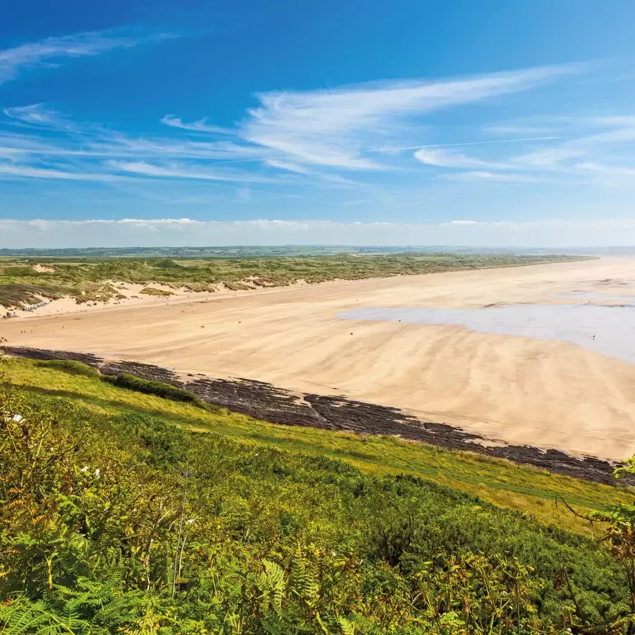 View of Saunton beach on a sunny day